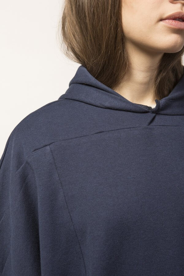 Felpa Over con cappuccio blu mare - immagine 4