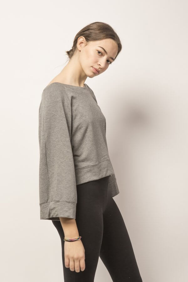 Felpa Raglan grigio mélenage - immagine 2