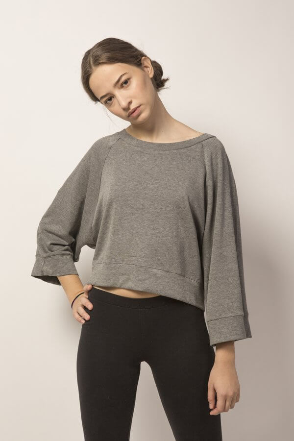 Felpa Raglan grigio mélenage - immagine 3