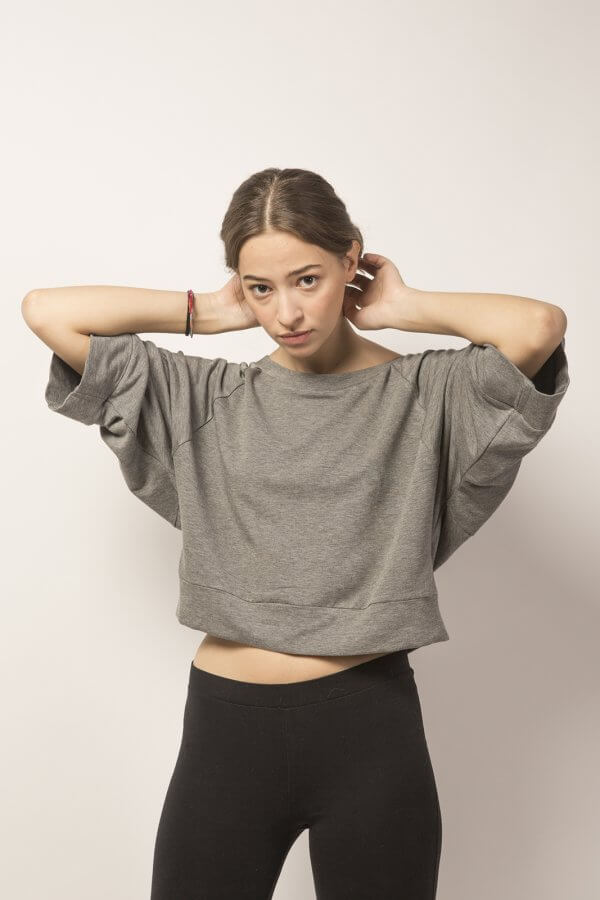 Felpa Raglan grigio mélenage - immagine 4