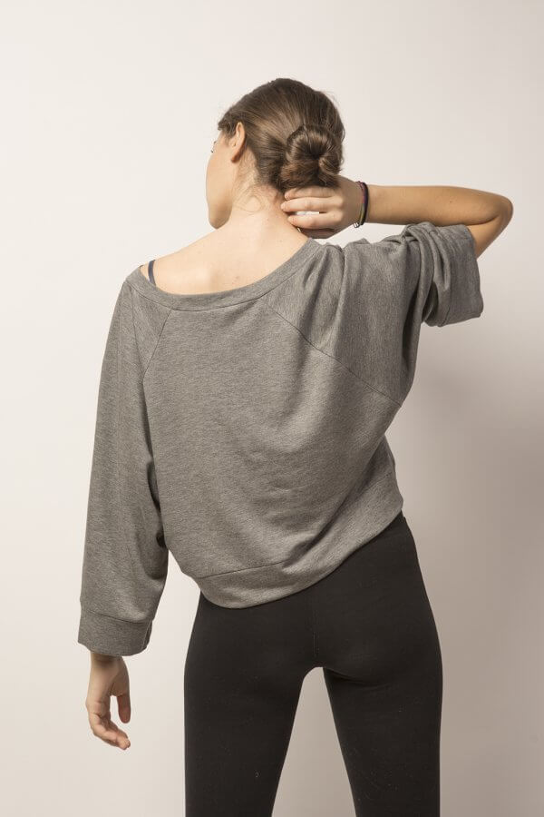 Felpa Raglan grigio mélenage - immagine 5